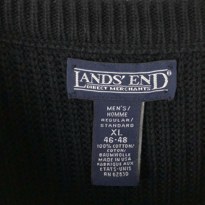 Vintage 90'S Lands' End cotton knit sweater, made in the USA, men's size XL cotton black type Vintage Second Hand