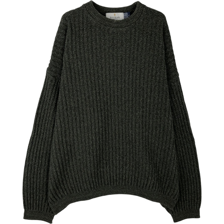 Bill Blass Ribbed Cotton Knit Sweater, Made in USA, Men's Size L cotton Charcoal Vintage Second Hand