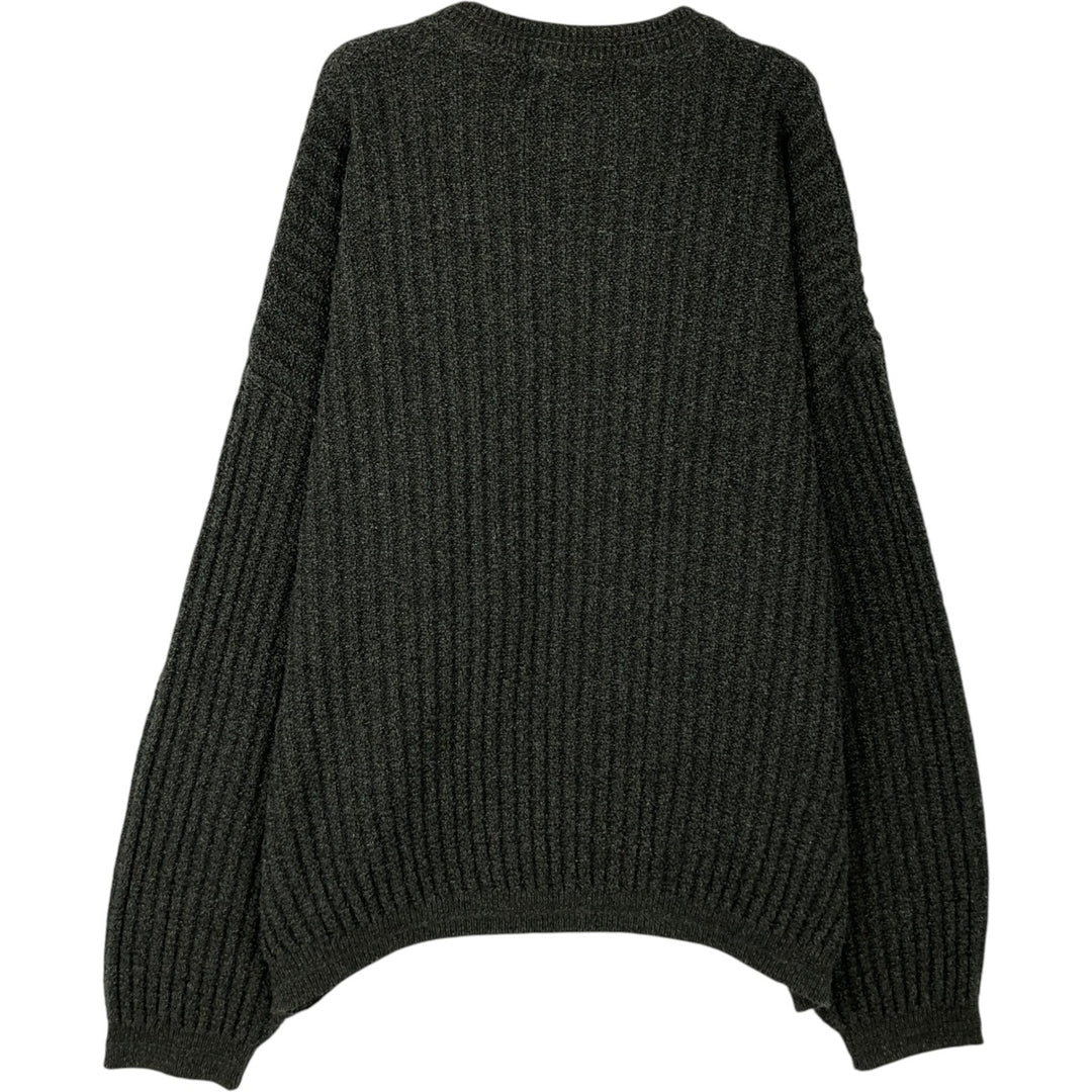 Bill Blass Ribbed Cotton Knit Sweater, Made in USA, Men's Size L cotton Charcoal Vintage Second Hand