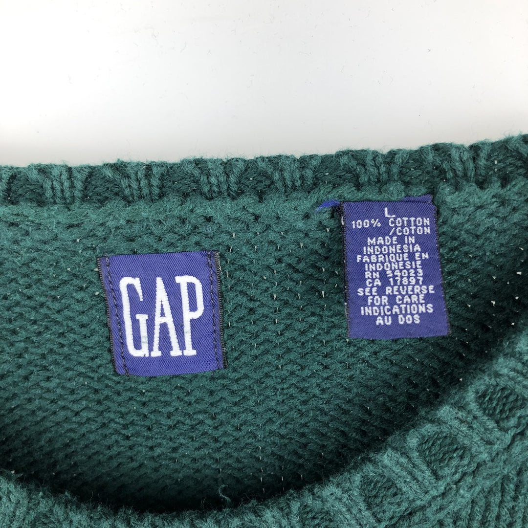90'S GAP Old Gap Cotton Knit Sweater, Men's Size L (approx.), Vintage cotton green type Vintage Second Hand