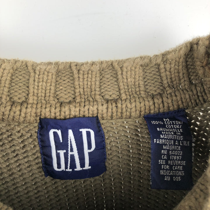 90'S GAP Vintage Cotton Knit Sweater, Men's Size M cotton beige type brown Vintage Second Hand