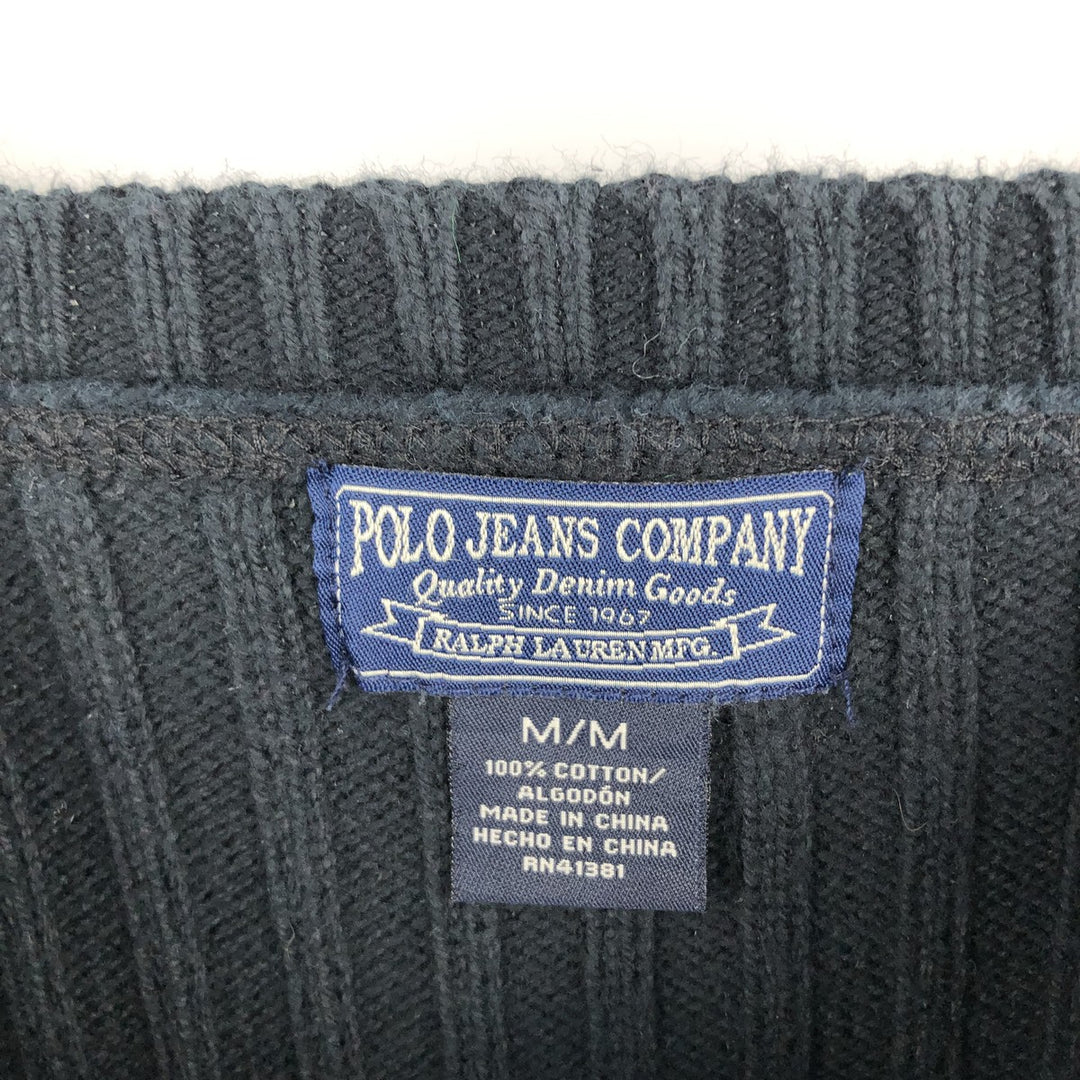 2000'S Ralph Lauren Polo Jeans Company cotton knit sweater, men's size M cotton black type Vintage Second Hand