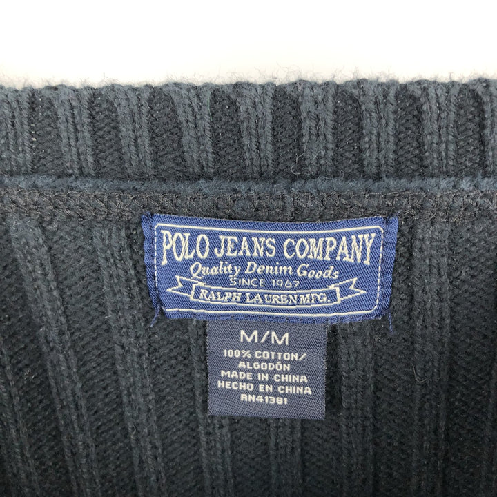 2000'S Ralph Lauren Polo Jeans Company cotton knit sweater, men's size M cotton black type Vintage Second Hand