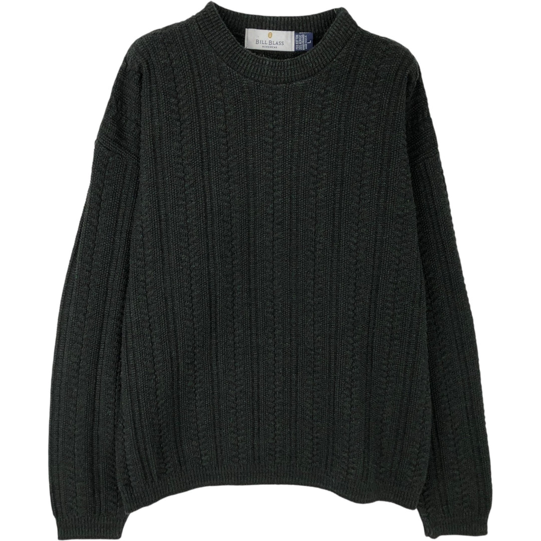 BILL BLASS Cotton Knit Sweater, Made in USA, Men's Size L cotton black type Vintage Second Hand