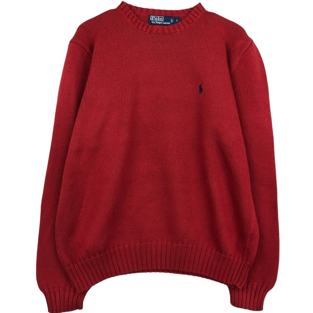 Ralph Lauren POLO by Ralph Lauren Cotton Knit Sweater Men's L size cotton red type Vintage Second Hand
