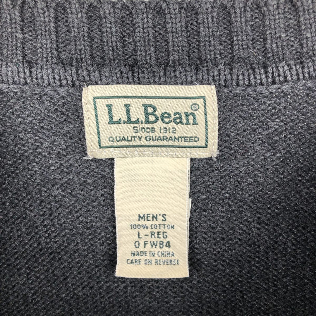 90s-00'S LLBean Vintage Cotton Knit Sweater, Men's Size L cotton black type Vintage Second Hand