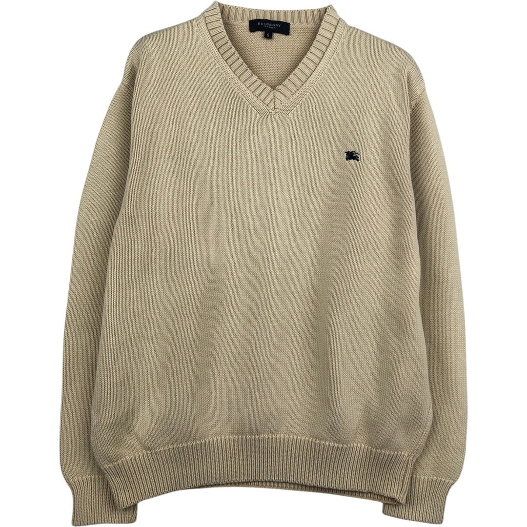 Burberry's BURBERRY LONDON V-neck cotton knit sweater, men's size XL. cotton unbleached Vintage Second Hand