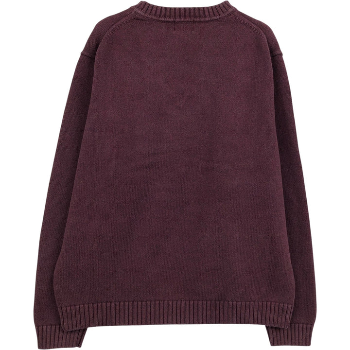 90s-00'S Vintage LLBean V-neck cotton knit sweater, size L, men's cotton Red type red-purple Vintage Second Hand