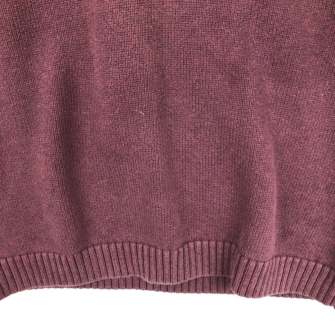 90s-00'S Vintage LLBean V-neck cotton knit sweater, size L, men's cotton Red type red-purple Vintage Second Hand