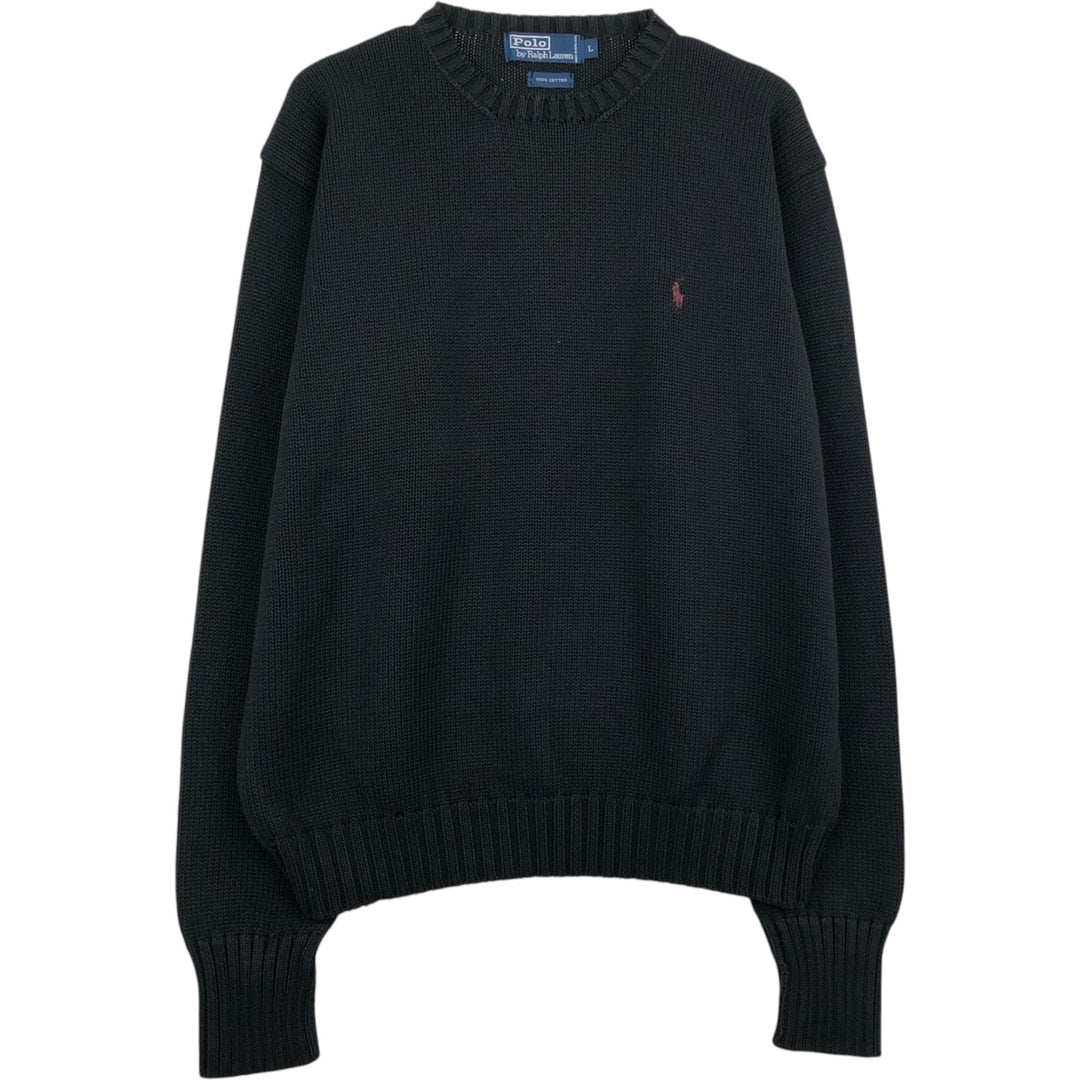 Ralph Lauren POLO by Ralph Lauren Cotton Knit Sweater Men's L size cotton black type Vintage Second Hand