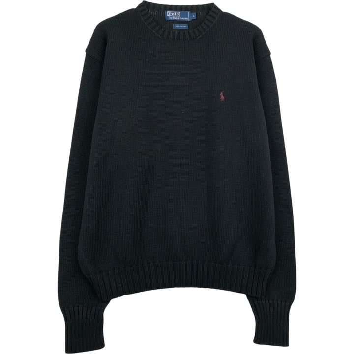 Ralph Lauren POLO by Ralph Lauren Cotton Knit Sweater Men's L size cotton black type Vintage Second Hand