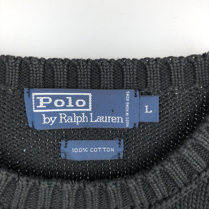 Ralph Lauren POLO by Ralph Lauren Cotton Knit Sweater Men's L size cotton black type Vintage Second Hand