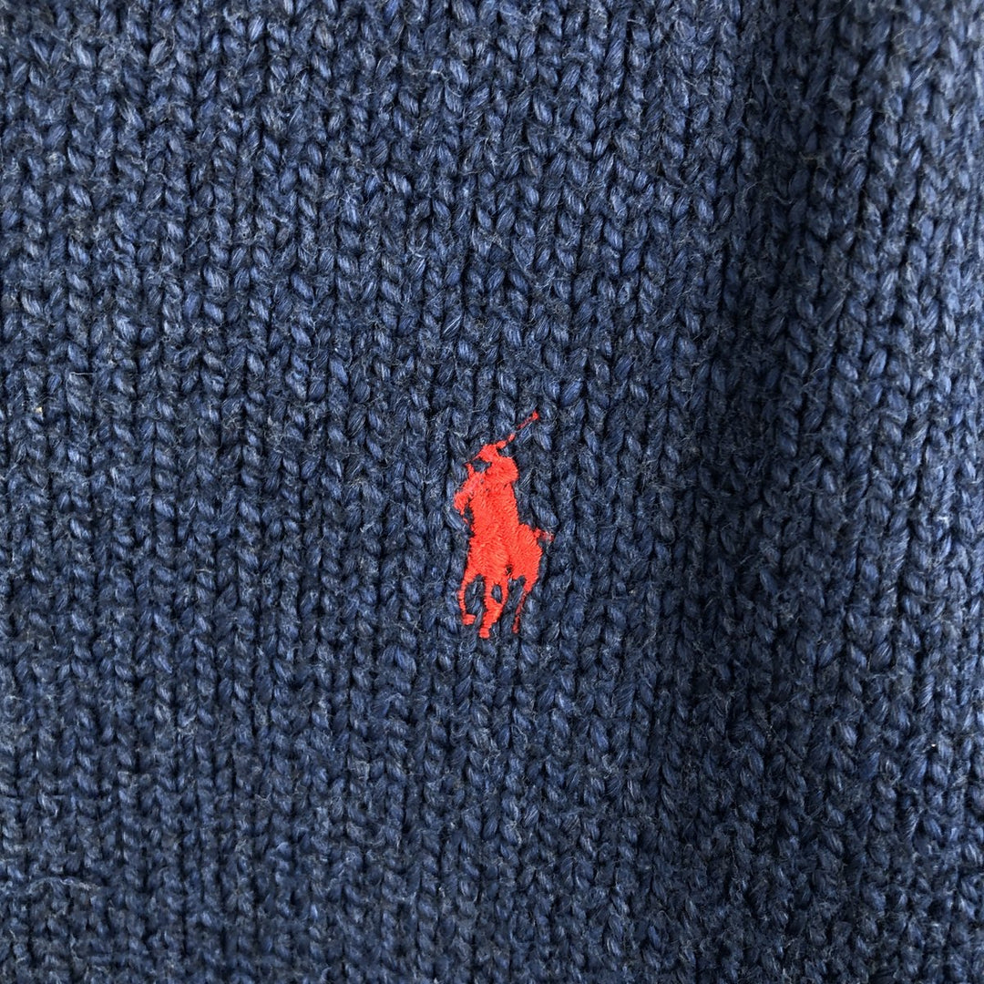 Ralph Lauren POLO by Ralph Lauren V-neck cotton knit sweater, men's XL size cotton blue type Vintage Second Hand