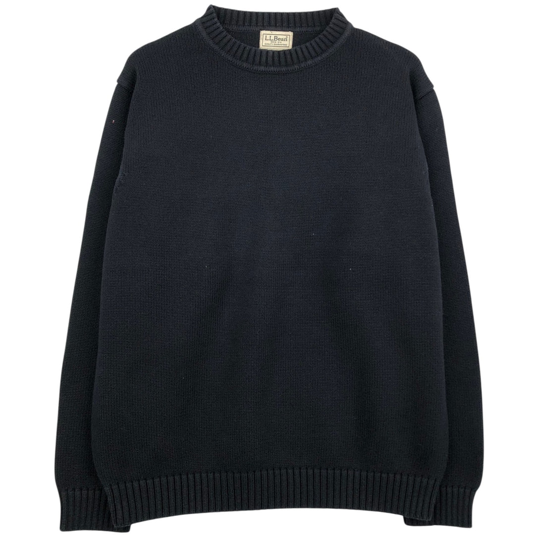 90s-00'S LLBean Vintage Cotton Knit Sweater, Men's Size Medium cotton black type Vintage Second Hand