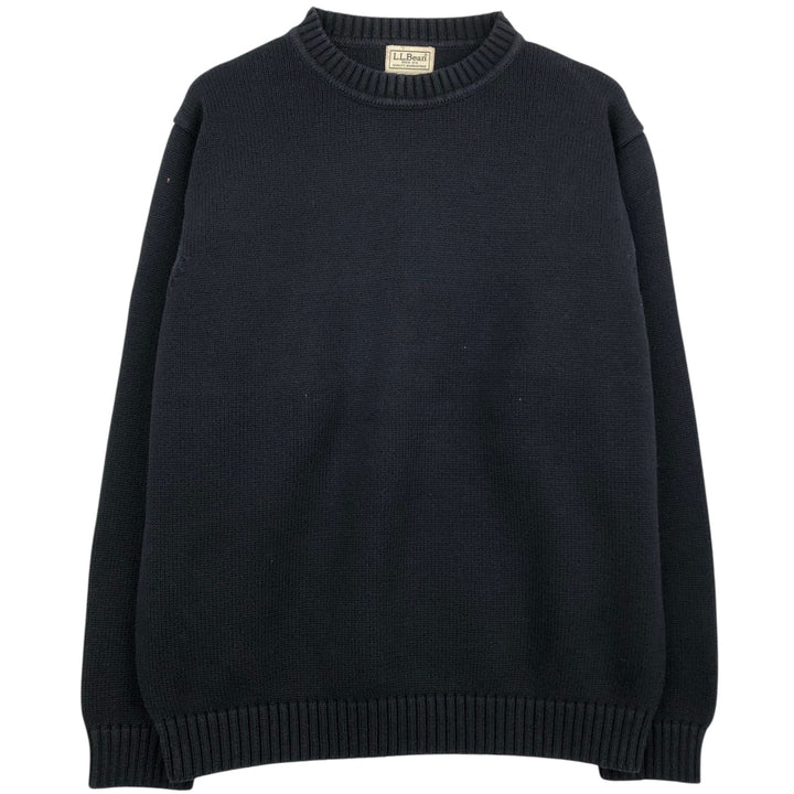 90s-00'S LLBean Vintage Cotton Knit Sweater, Men's Size Medium cotton black type Vintage Second Hand
