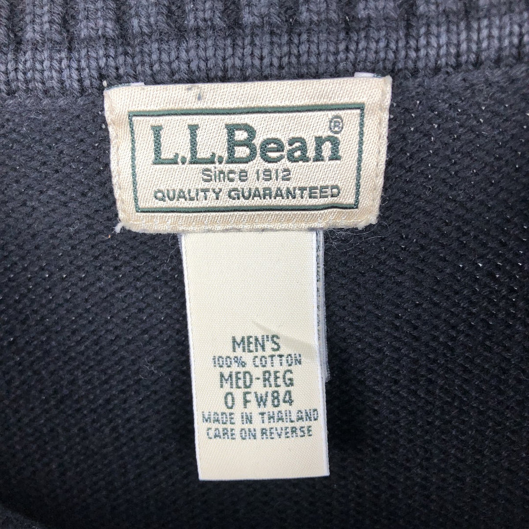 90s-00'S LLBean Vintage Cotton Knit Sweater, Men's Size Medium cotton black type Vintage Second Hand
