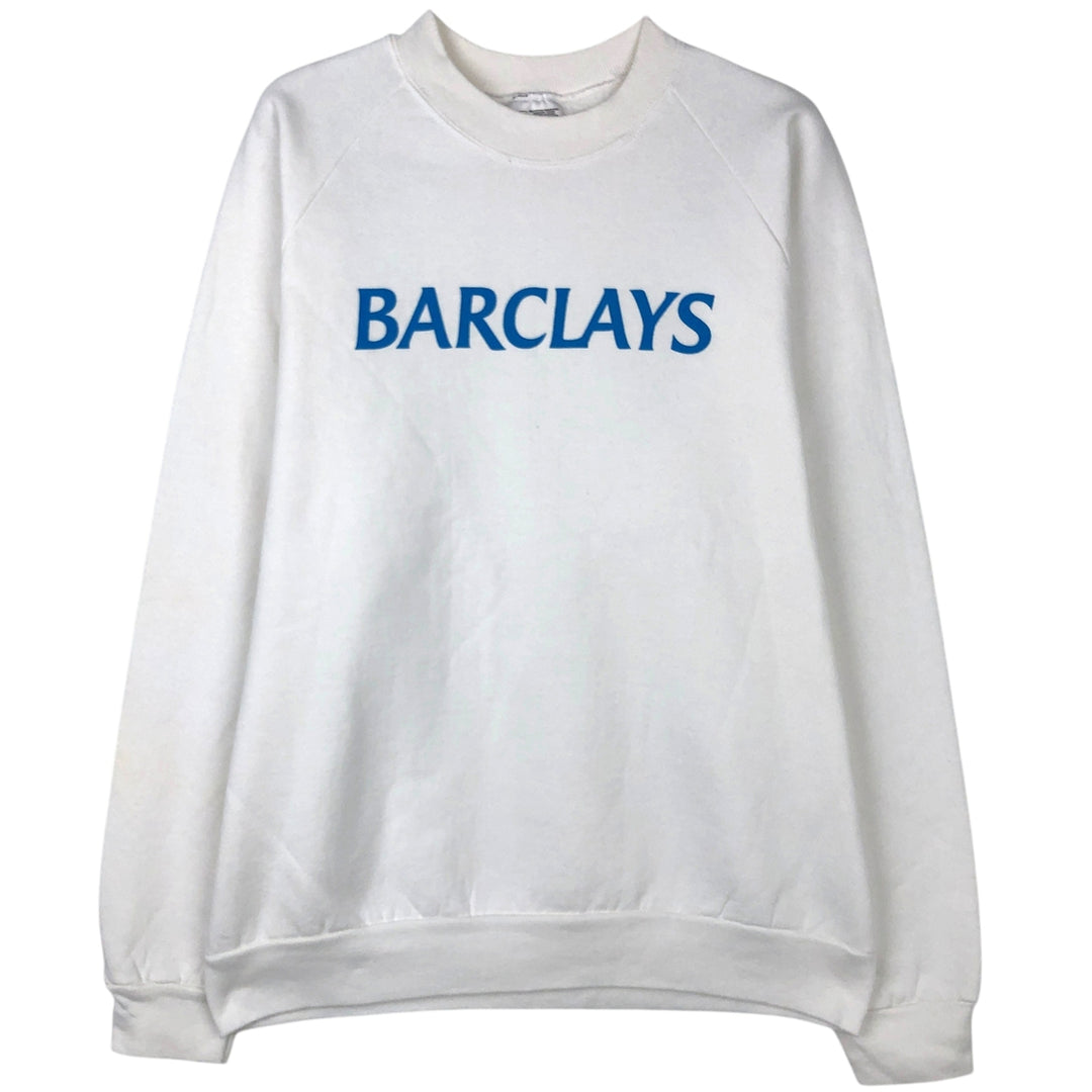 90'S Screen Stars BARCLAYS Advertising Sweatshirt, Men's, Size L, Vintage cotton white type Vintage Second Hand