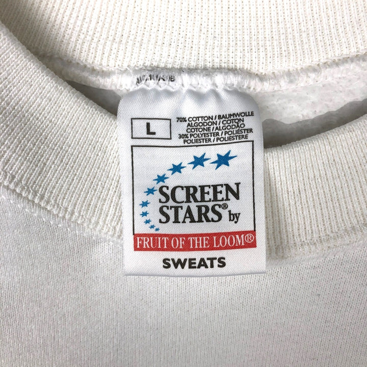 90'S Screen Stars BARCLAYS Advertising Sweatshirt, Men's, Size L, Vintage cotton white type Vintage Second Hand