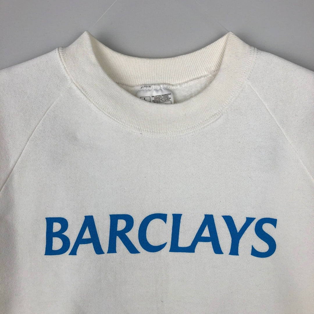 90'S Screen Stars BARCLAYS Advertising Sweatshirt, Men's, Size L, Vintage cotton white type Vintage Second Hand