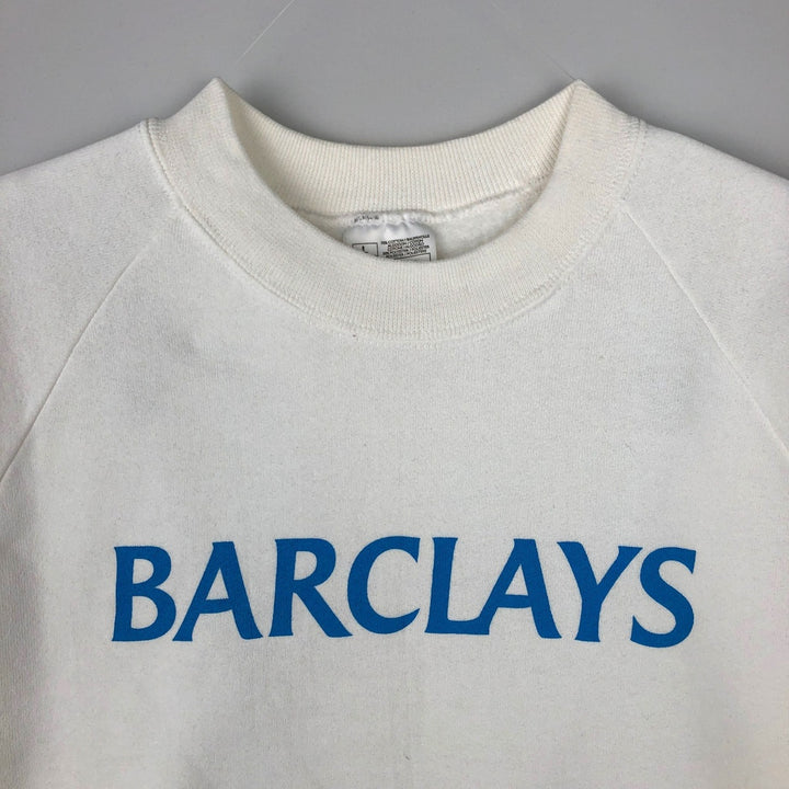 90'S Screen Stars BARCLAYS Advertising Sweatshirt, Men's, Size L, Vintage cotton white type Vintage Second Hand