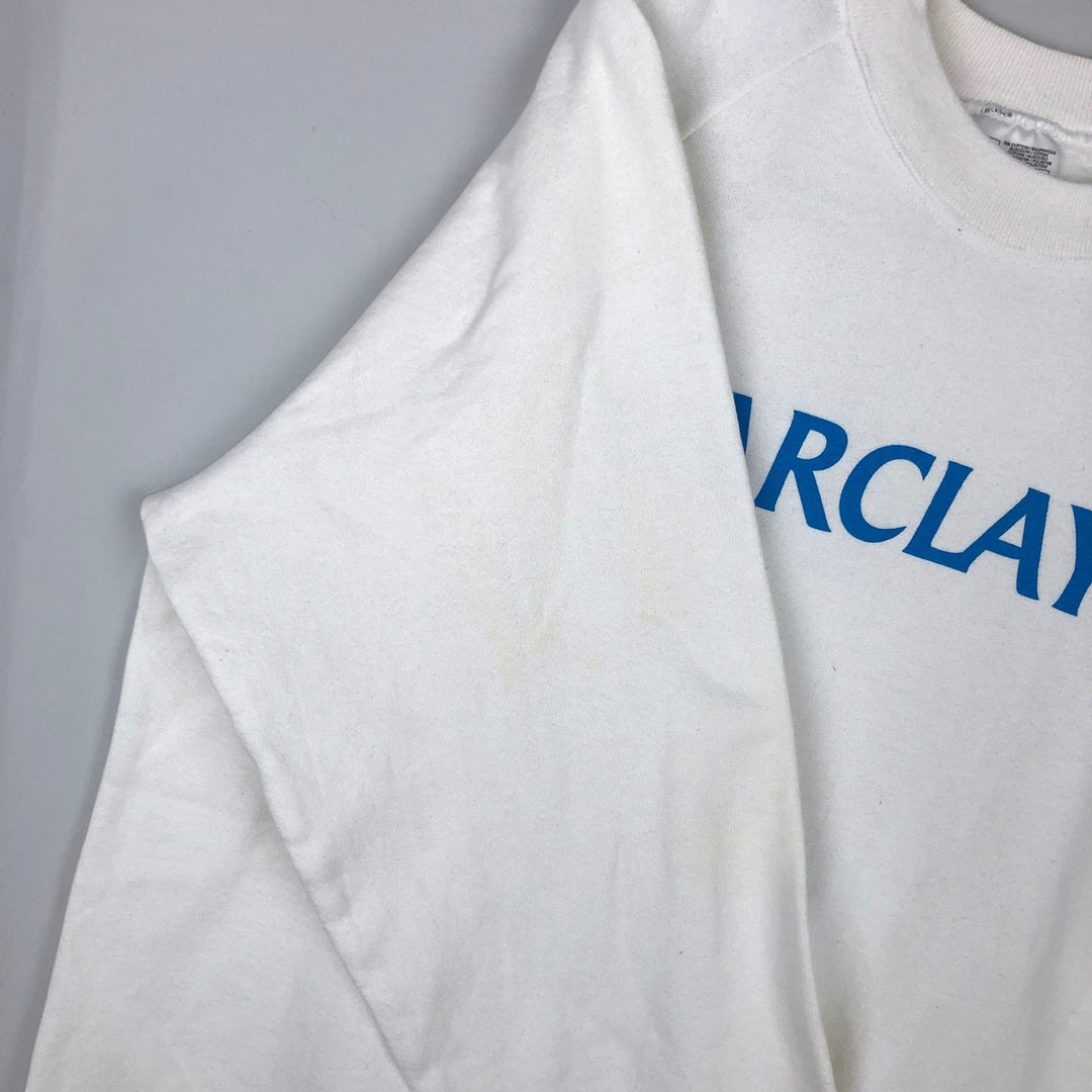 90'S Screen Stars BARCLAYS Advertising Sweatshirt, Men's, Size L, Vintage cotton white type Vintage Second Hand