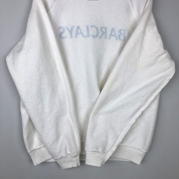 90'S Screen Stars BARCLAYS Advertising Sweatshirt, Men's, Size L, Vintage cotton white type Vintage Second Hand