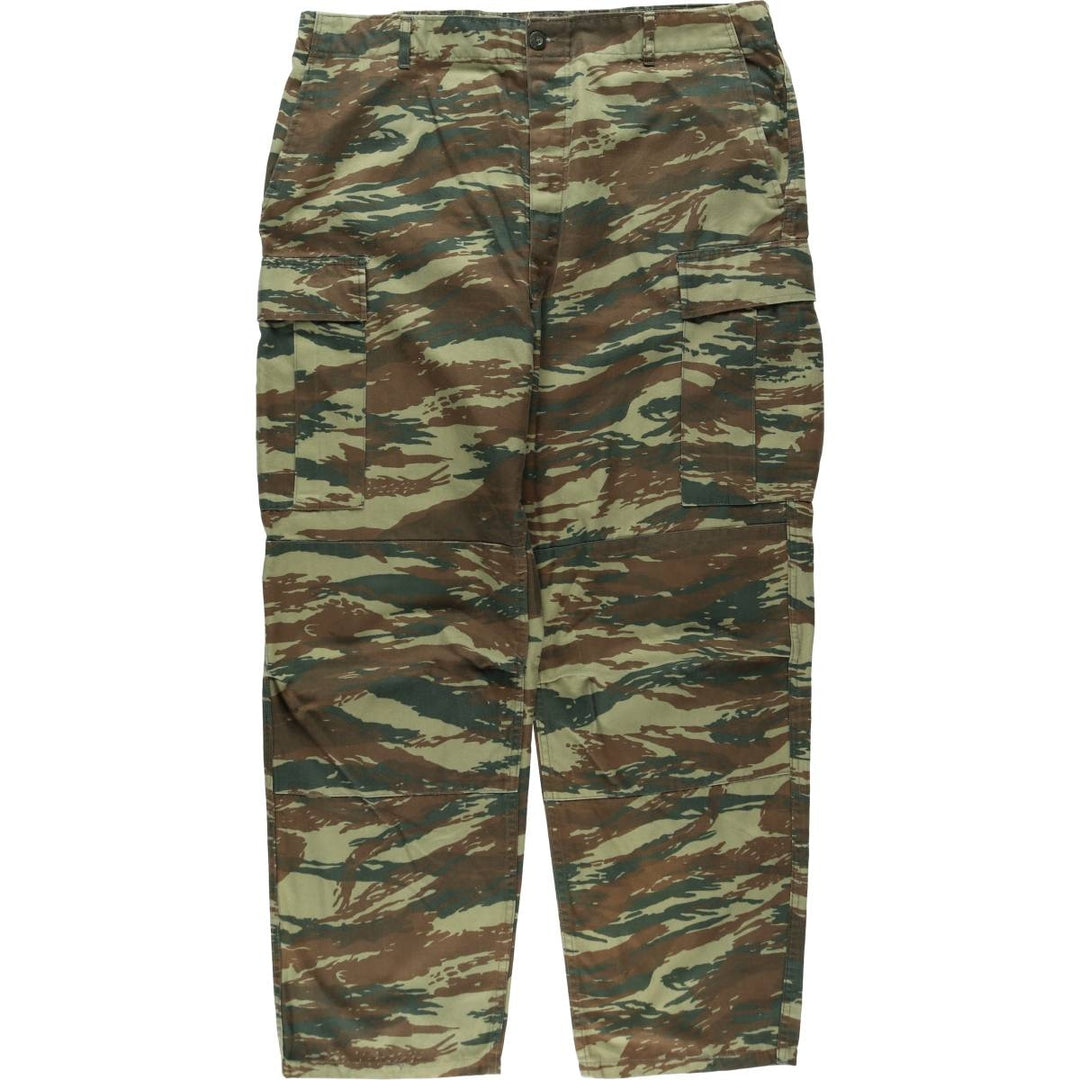 Greek Army Lizard Camouflage Cargo Pants, Men's Size W39 cotton Khaki type sage green Vintage Second Hand