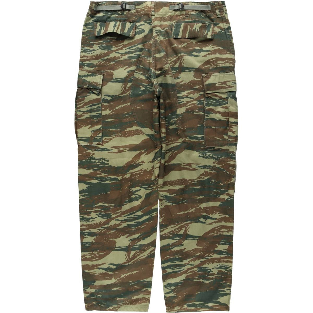 Greek Army Lizard Camouflage Cargo Pants, Men's Size W39 cotton Khaki type sage green Vintage Second Hand