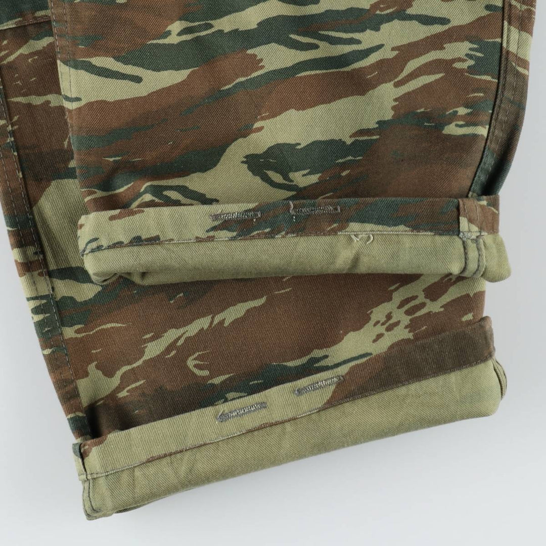 Greek Army Lizard Camouflage Cargo Pants, Men's Size W39 cotton Khaki type sage green Vintage Second Hand