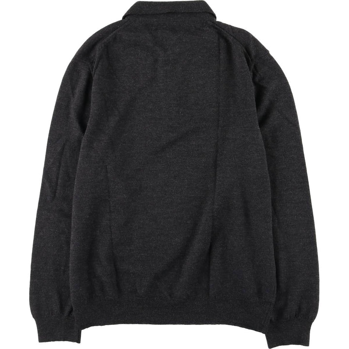 90'S ALFANI Merino Wool Polo Knit Sweater, Men's Size M (approx.), Vintage Merino wool Charcoal Vintage Second Hand