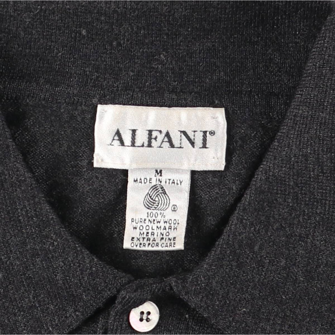 90'S ALFANI Merino Wool Polo Knit Sweater, Men's Size M (approx.), Vintage Merino wool Charcoal Vintage Second Hand