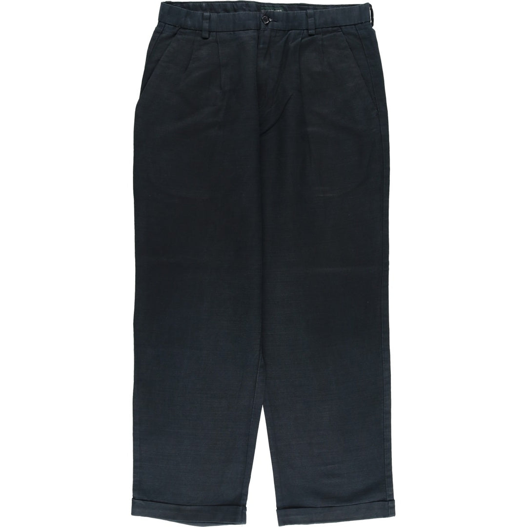 2000'S Dockers Premium Two-pleat Linen Pants, Men's Size W33 linen navy blue type Vintage Second Hand