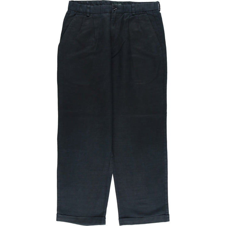 2000'S Dockers Premium Two-pleat Linen Pants, Men's Size W33 linen navy blue type Vintage Second Hand