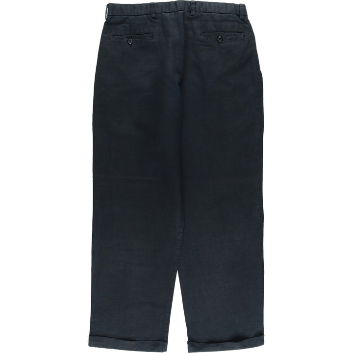 2000'S Dockers Premium Two-pleat Linen Pants, Men's Size W33 linen navy blue type Vintage Second Hand