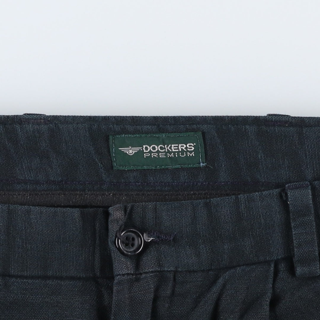 2000'S Dockers Premium Two-pleat Linen Pants, Men's Size W33 linen navy blue type Vintage Second Hand