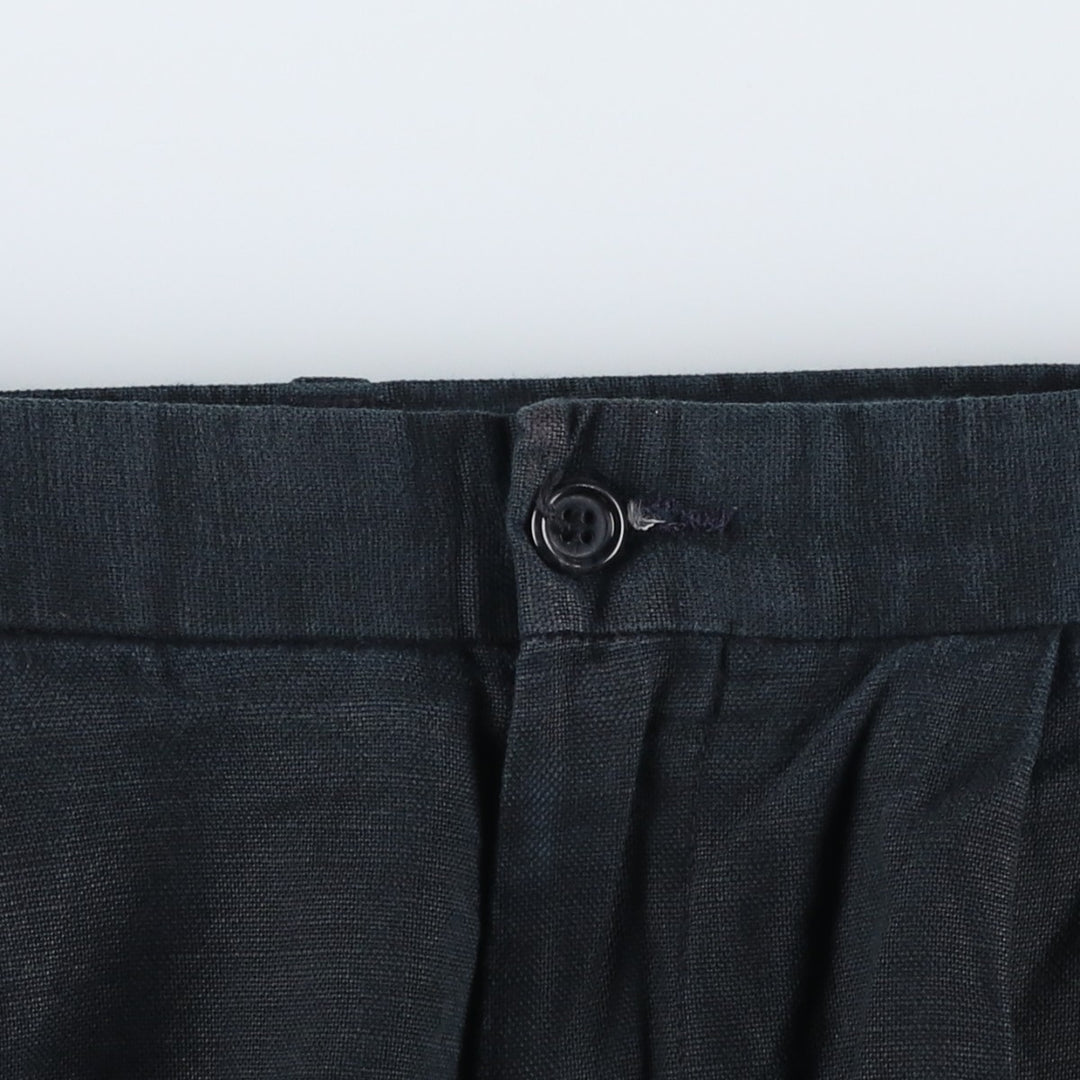 2000'S Dockers Premium Two-pleat Linen Pants, Men's Size W33 linen navy blue type Vintage Second Hand