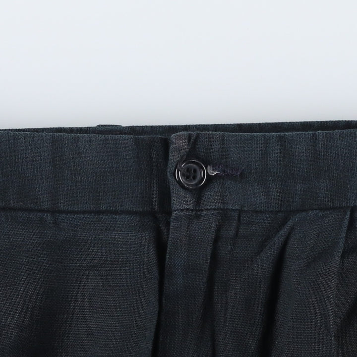 2000'S Dockers Premium Two-pleat Linen Pants, Men's Size W33 linen navy blue type Vintage Second Hand