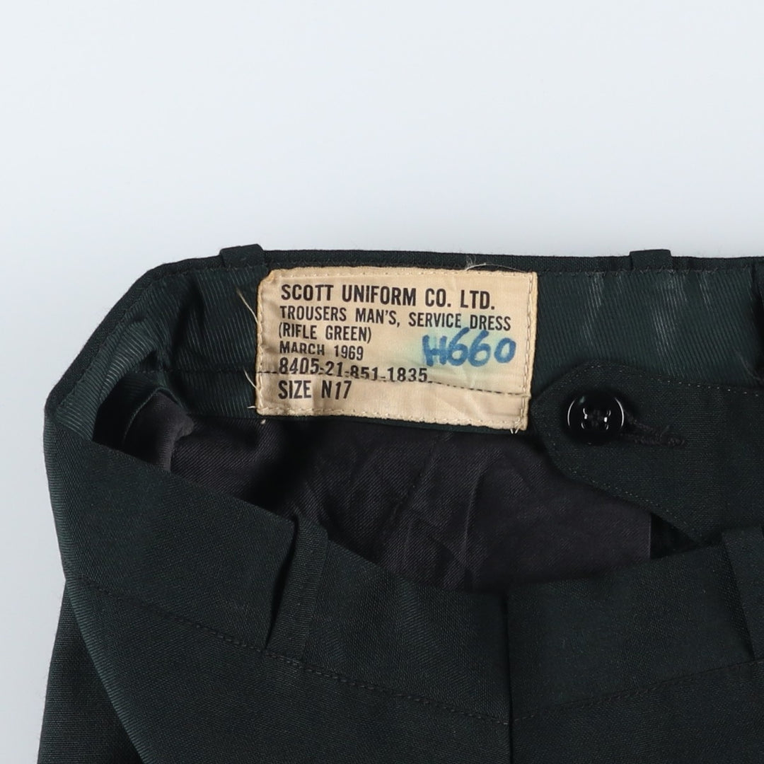 1960'S Canadian Military Trousers, Man's Service Dress, Two-pleat Military Dress Pants, Slacks, N17, Men's, Size W31 unclear black type Vintage Second Hand