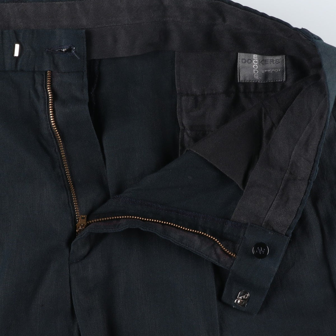 Dockers Recode Two-Pleated Linen Pants, Men's Size 36 linen navy blue type Vintage Second Hand