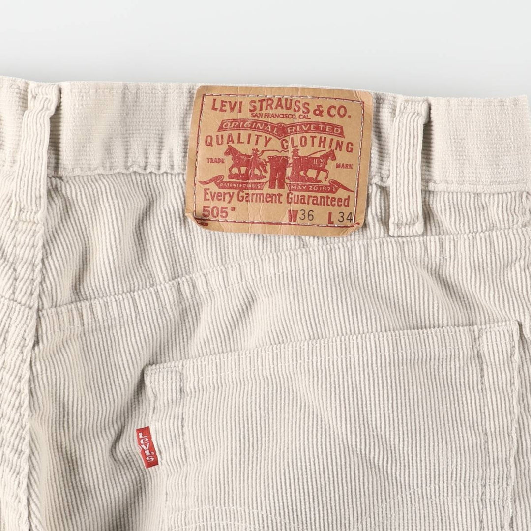 Levi's 505 Regular Fit Straight Leg Corduroy Pants, Men's, Size 35 cotton pale white type Vintage Second Hand