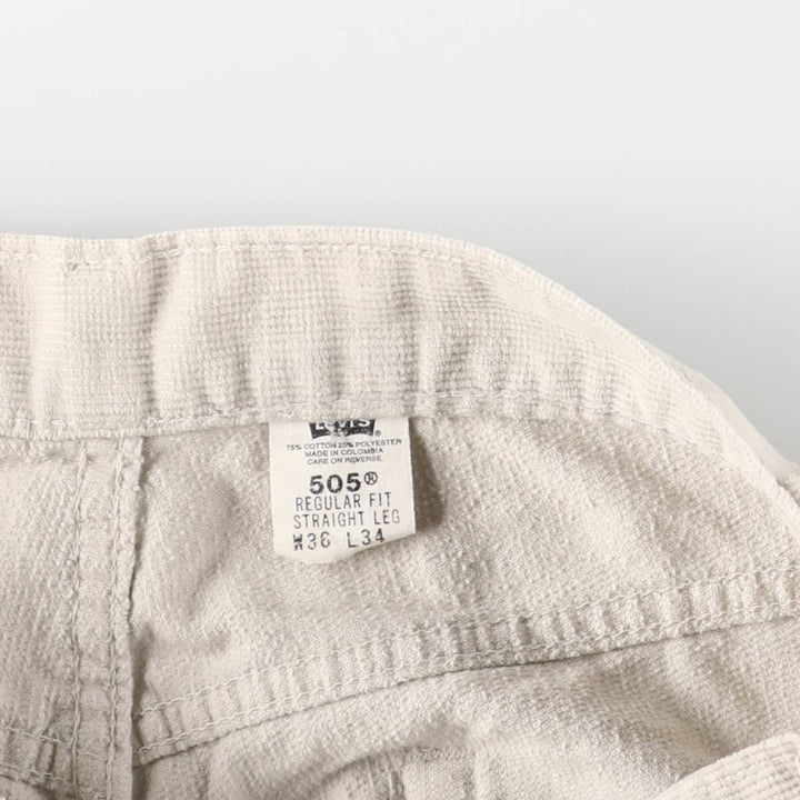 Levi's 505 Regular Fit Straight Leg Corduroy Pants, Men's, Size 35 cotton pale white type Vintage Second Hand