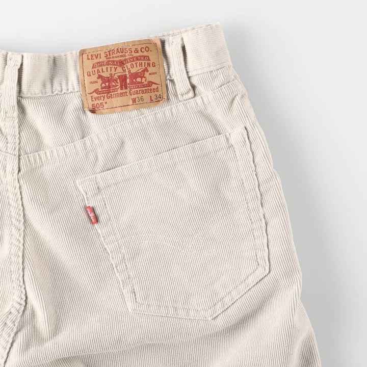 Levi's 505 Regular Fit Straight Leg Corduroy Pants, Men's, Size 35 cotton pale white type Vintage Second Hand