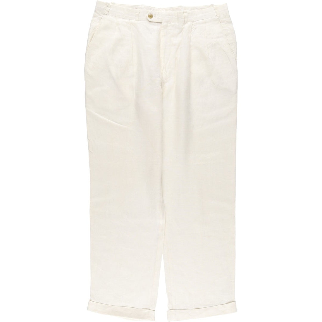 Ralph Lauren POLO UNIVERSITY two-pleat slacks, made in Canada, men's size W36 unclear pale white type Vintage Second Hand