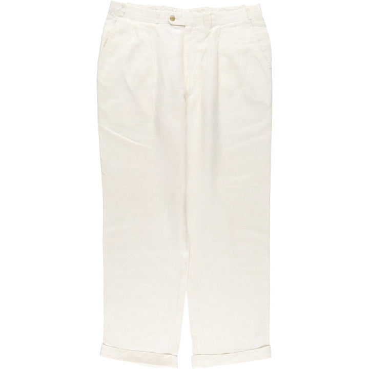 Ralph Lauren POLO UNIVERSITY two-pleat slacks, made in Canada, men's size W36 unclear pale white type Vintage Second Hand