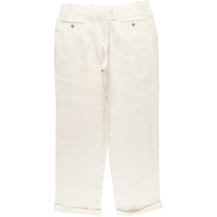 Ralph Lauren POLO UNIVERSITY two-pleat slacks, made in Canada, men's size W36 unclear pale white type Vintage Second Hand