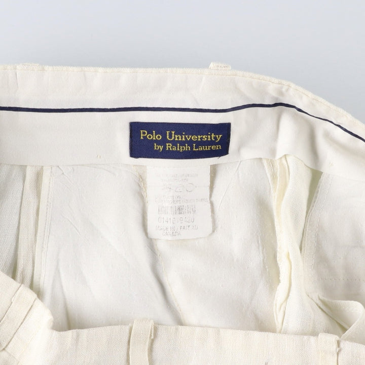 Ralph Lauren POLO UNIVERSITY two-pleat slacks, made in Canada, men's size W36 unclear pale white type Vintage Second Hand