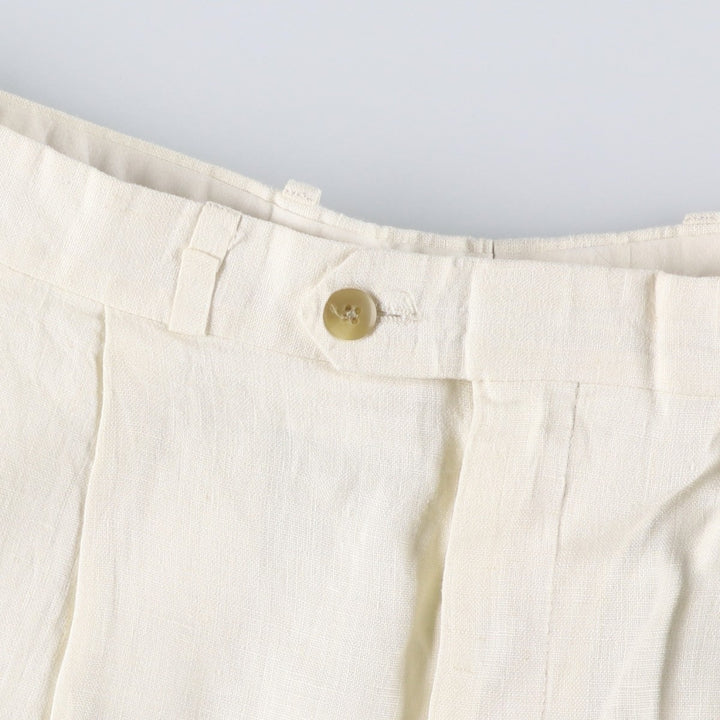 Ralph Lauren POLO UNIVERSITY two-pleat slacks, made in Canada, men's size W36 unclear pale white type Vintage Second Hand