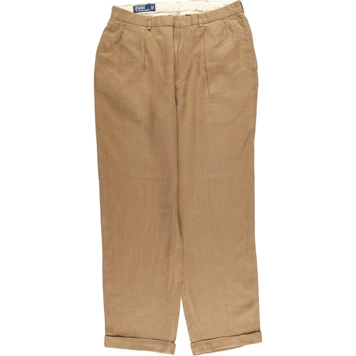 Ralph Lauren POLO by Ralph Lauren linen pants, slacks, men's size w34 linen Beige type Vintage Second Hand