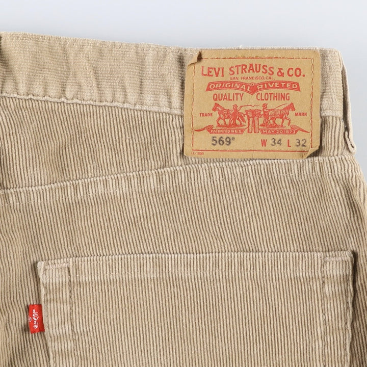 Levi's 569 Loose Straight Corduroy Pants, Men's, Size 34 cotton Beige type Vintage Second Hand