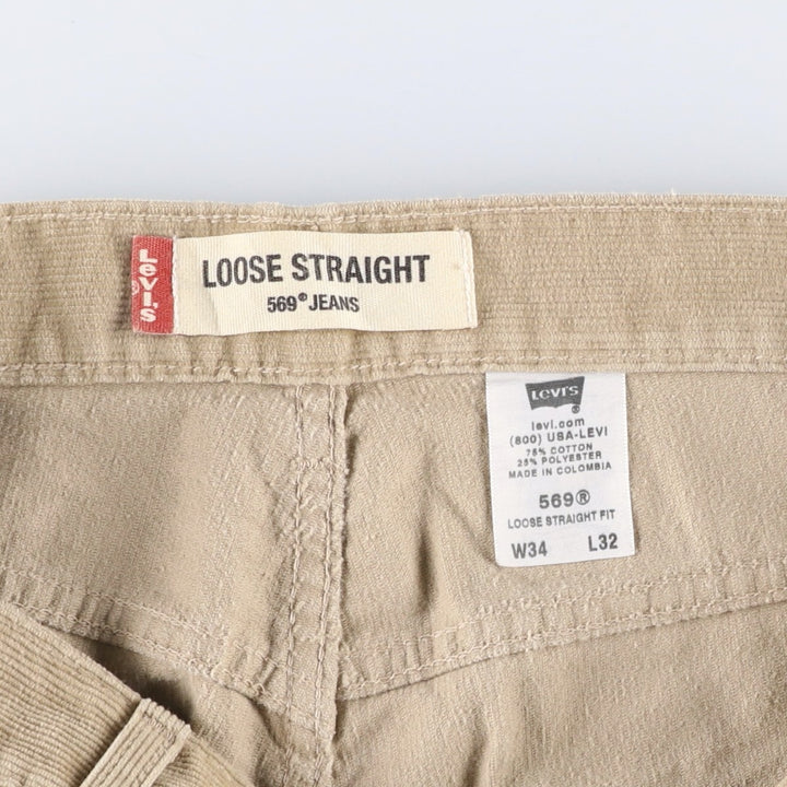 Levi's 569 Loose Straight Corduroy Pants, Men's, Size 34 cotton Beige type Vintage Second Hand
